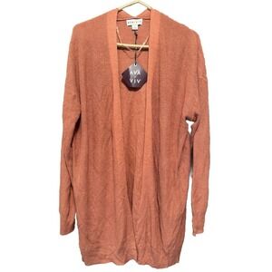 Ava Viv Women's Knit Open Front Cardigan Sweater - Orange / Peach 2x